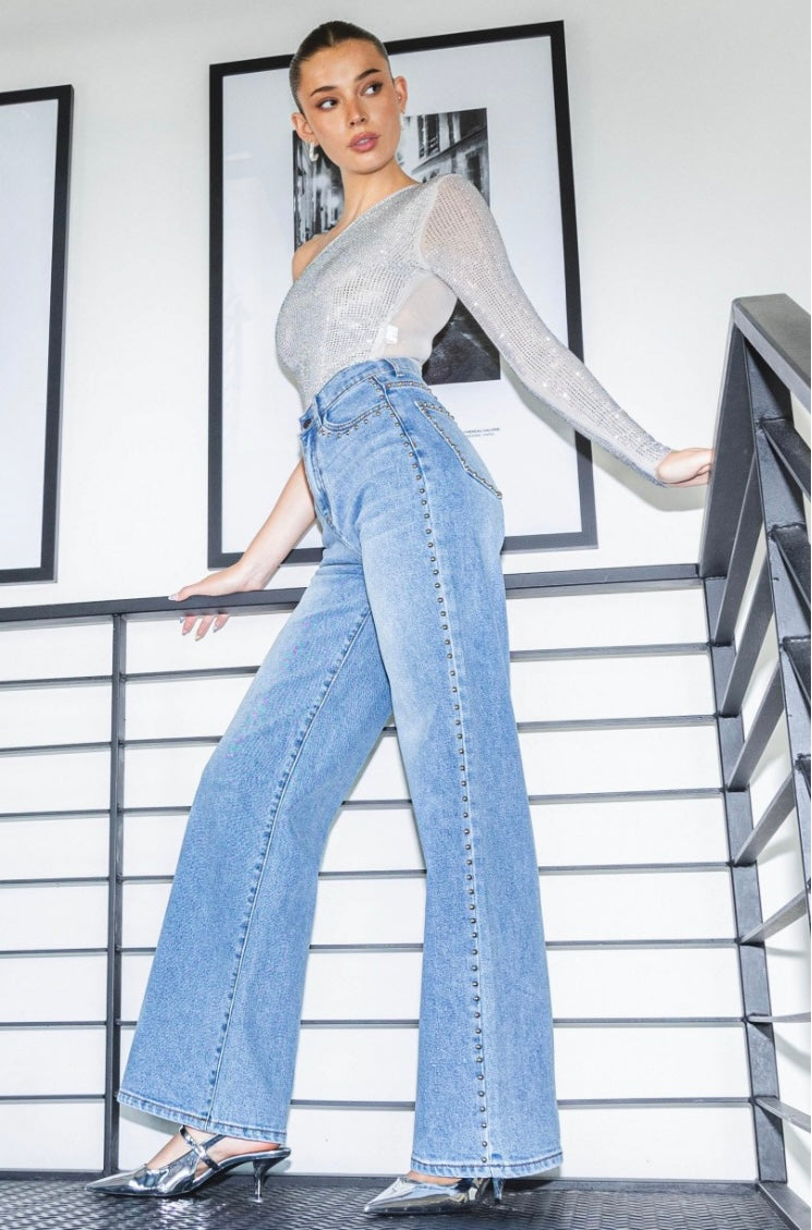 Studded Wide Leg Denim