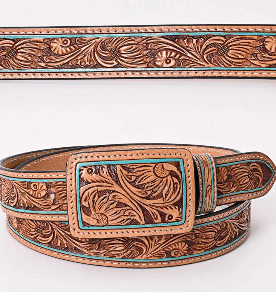 Leather Tooled Belt