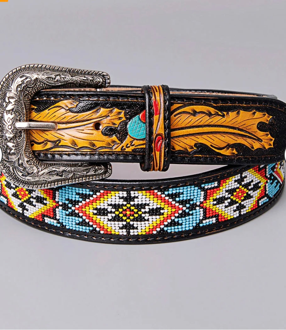 Leather Tooled Belt