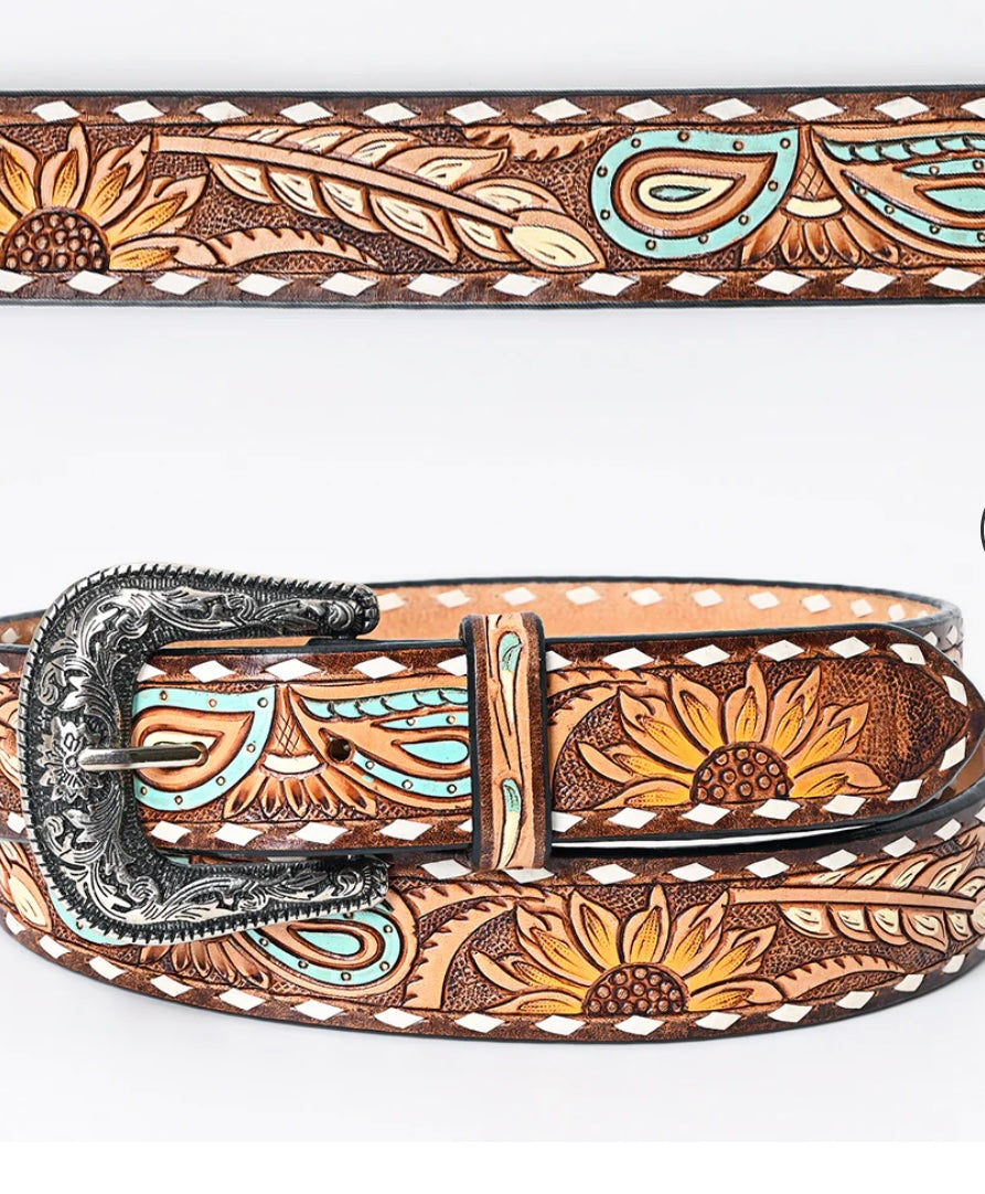 Leather Tooled Belt