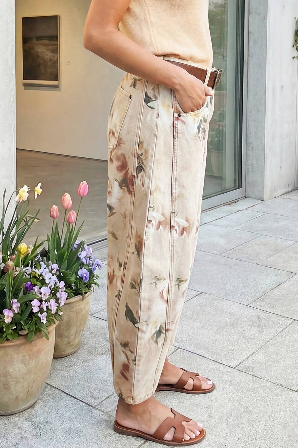 Vintage Floral Barrel Leg Jeans