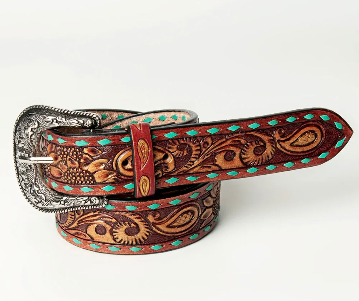 Leather Tooled Belt