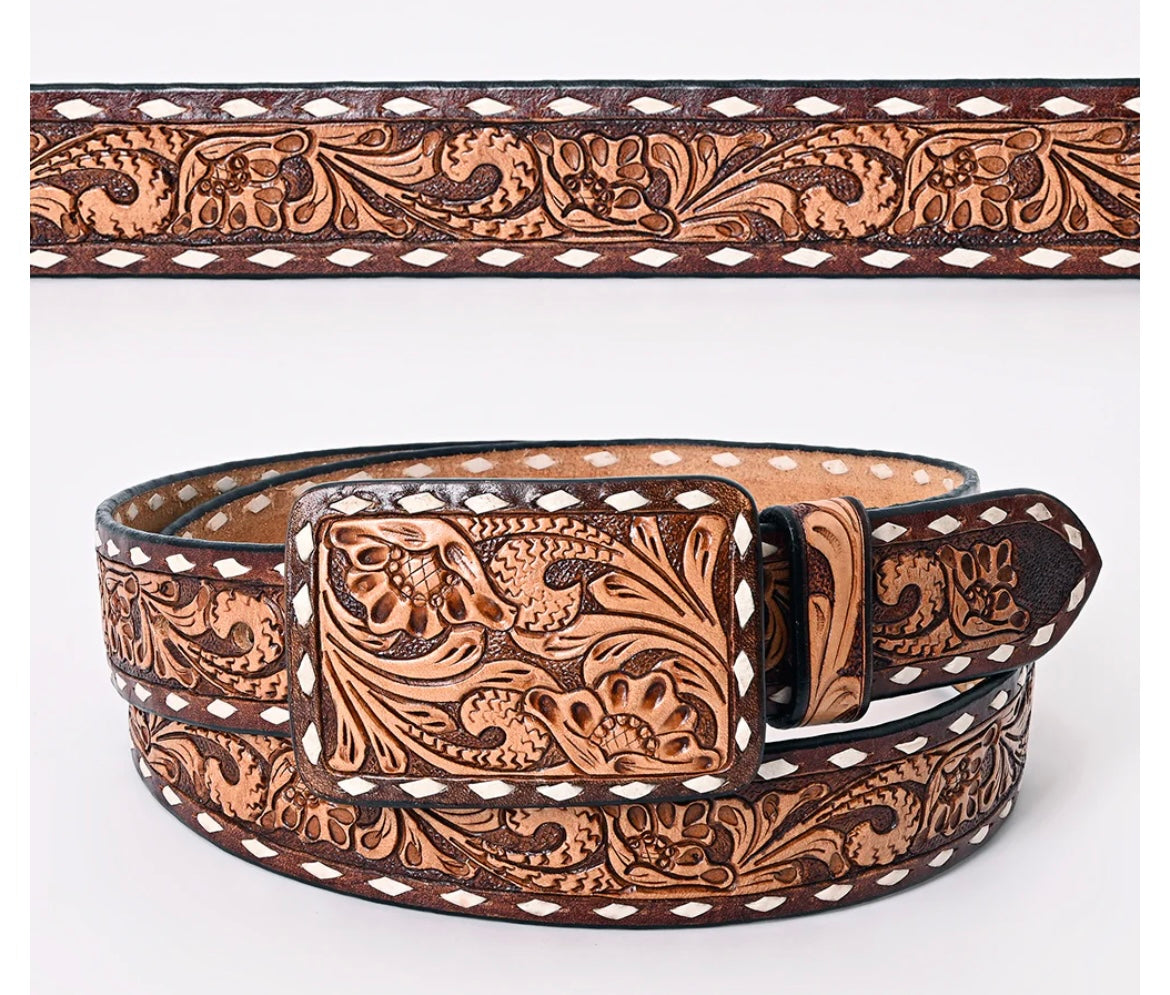 Leather Tooled Belt