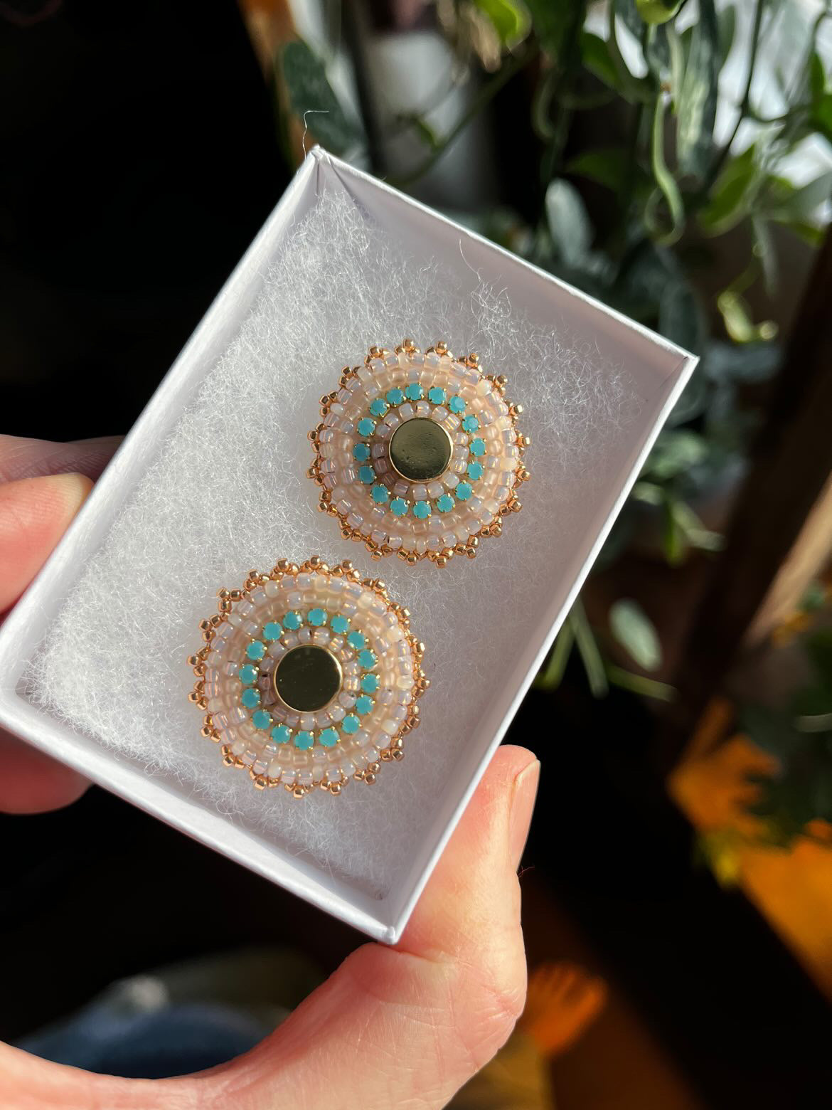 Rose Gold Beaded Earrings