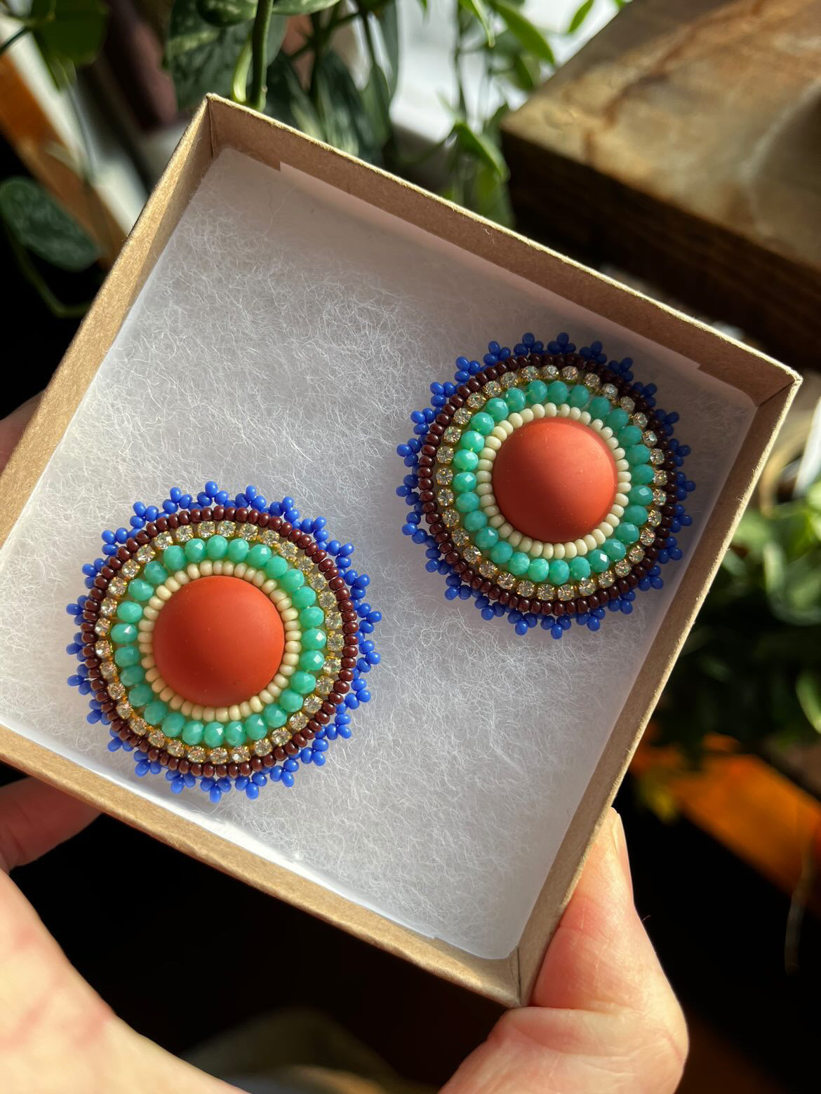 Large Adobe Beaded Earrings