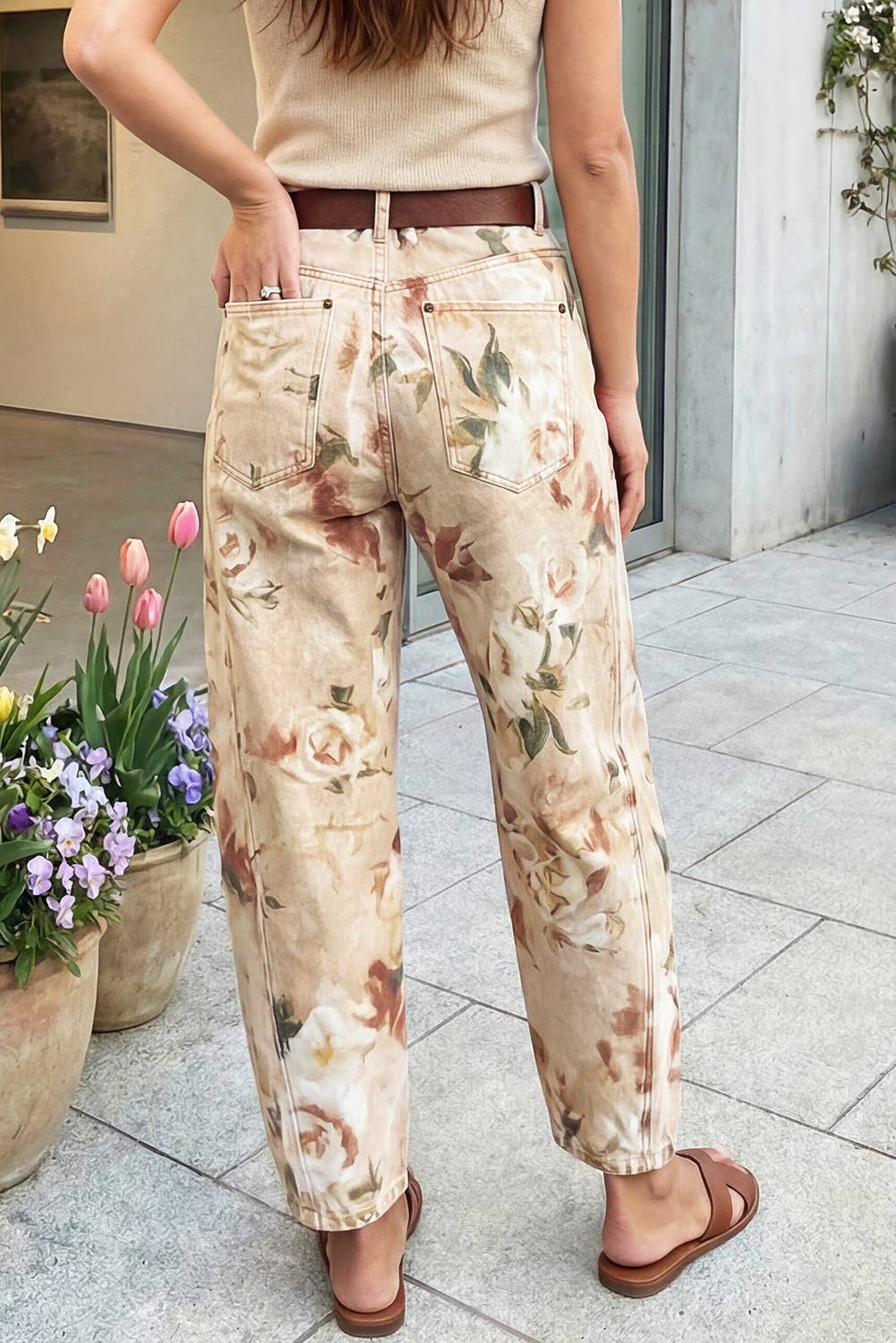 Vintage Floral Barrel Leg Jeans