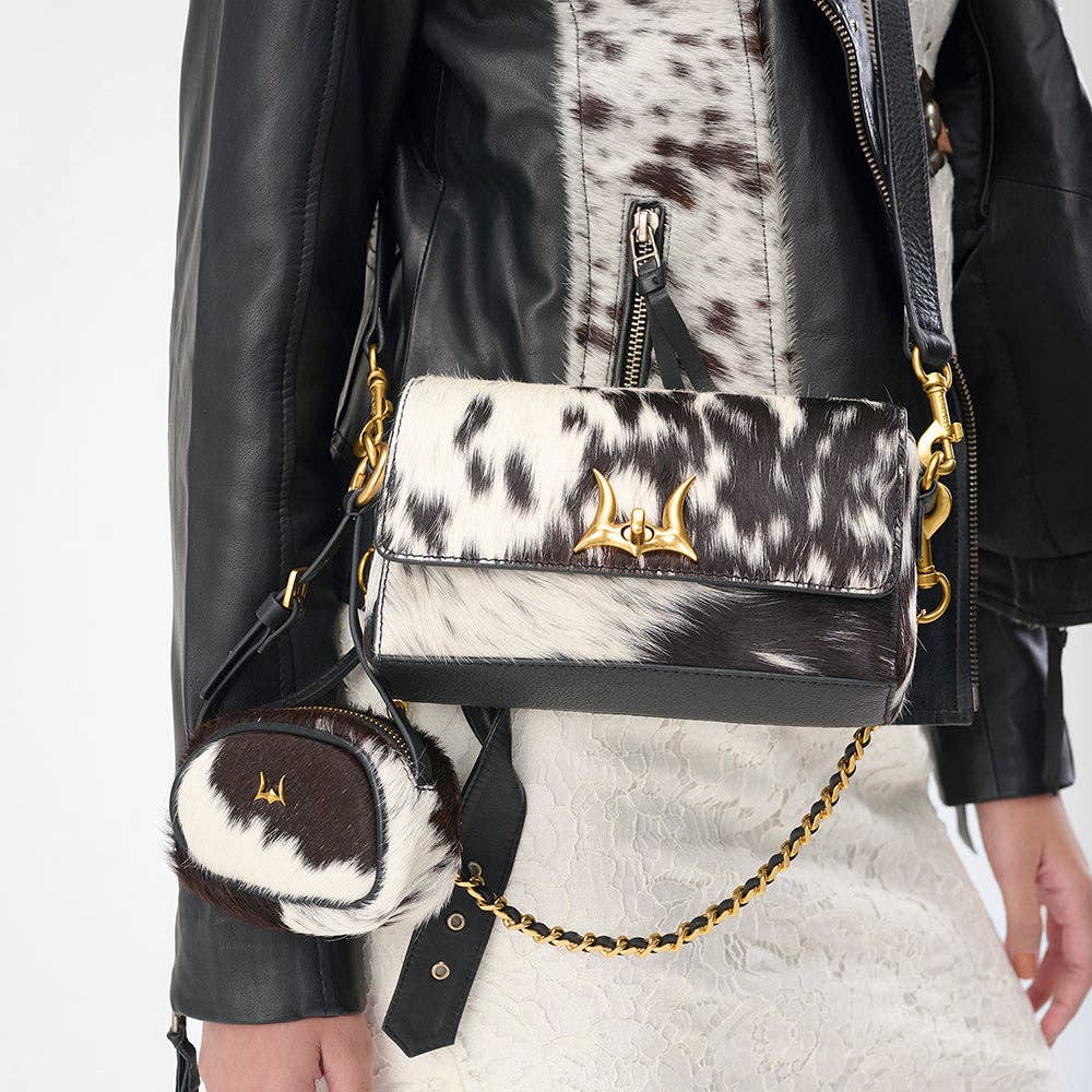 Loyal West Savi Mini Bag In Black & White Cowhide