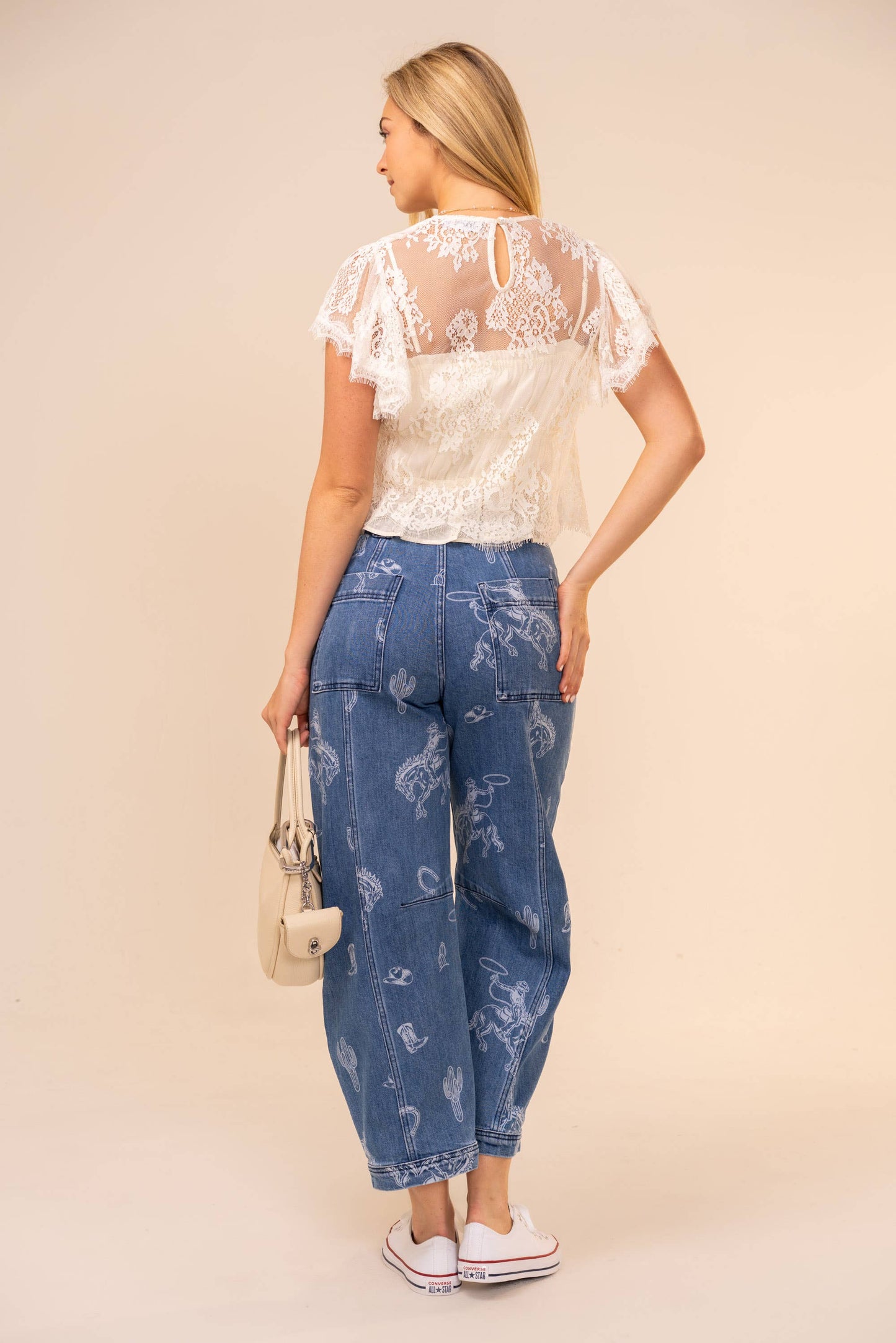 Printed Barrel Jeans
