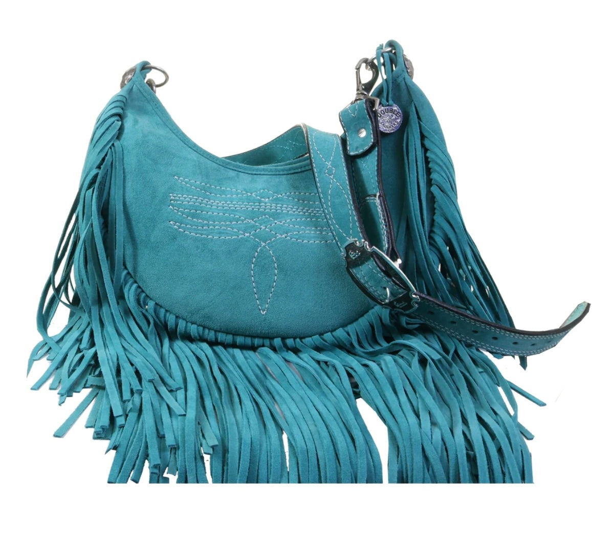 Turquoise Suede Hobo Bag