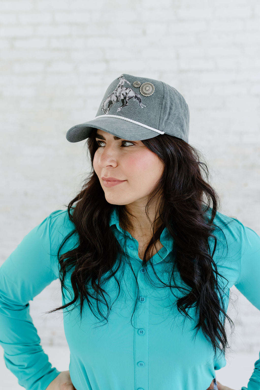 Vintage Bucking Horse Trucker Hat With Conchos