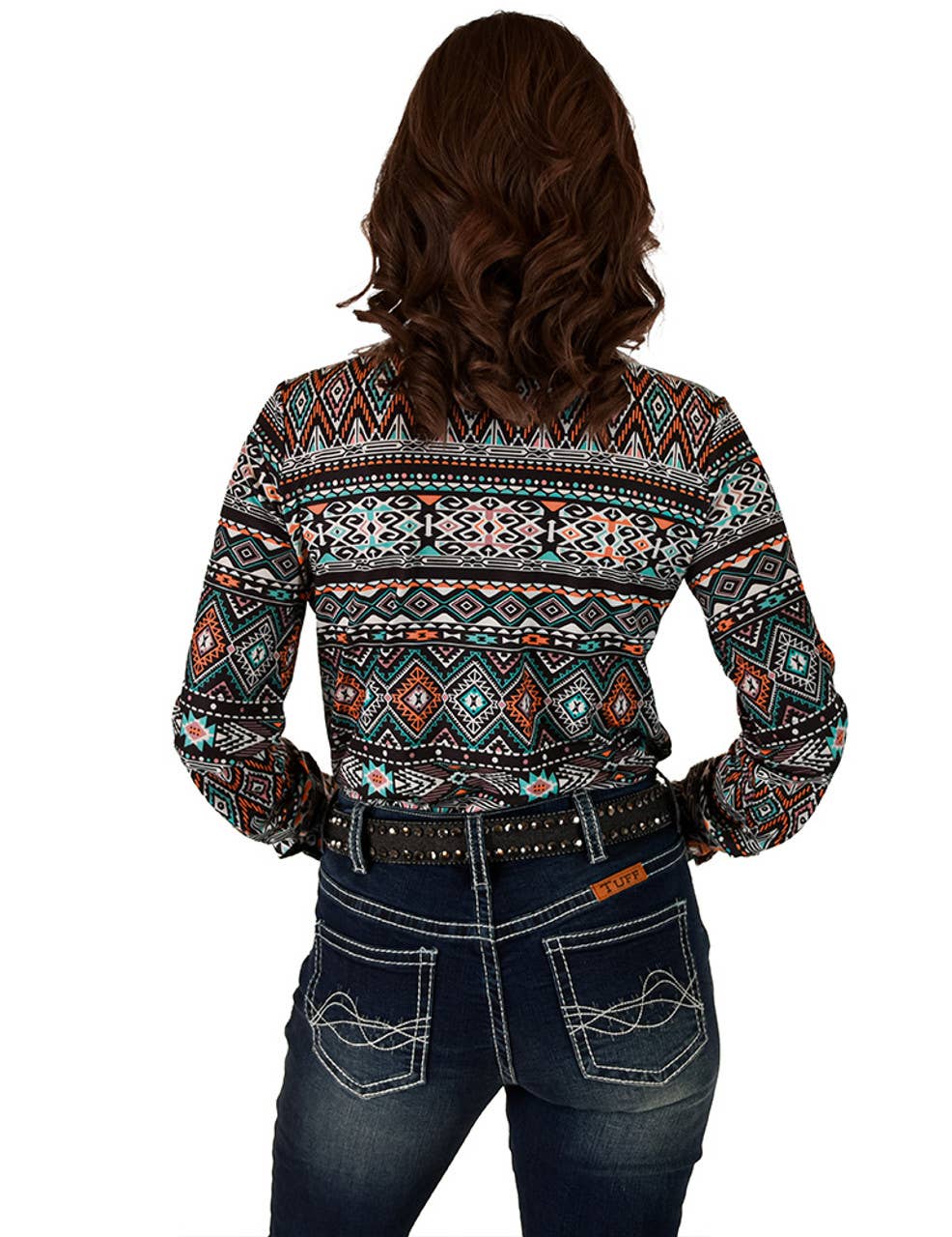 Pullover Button Up with Colorful Geometric Print