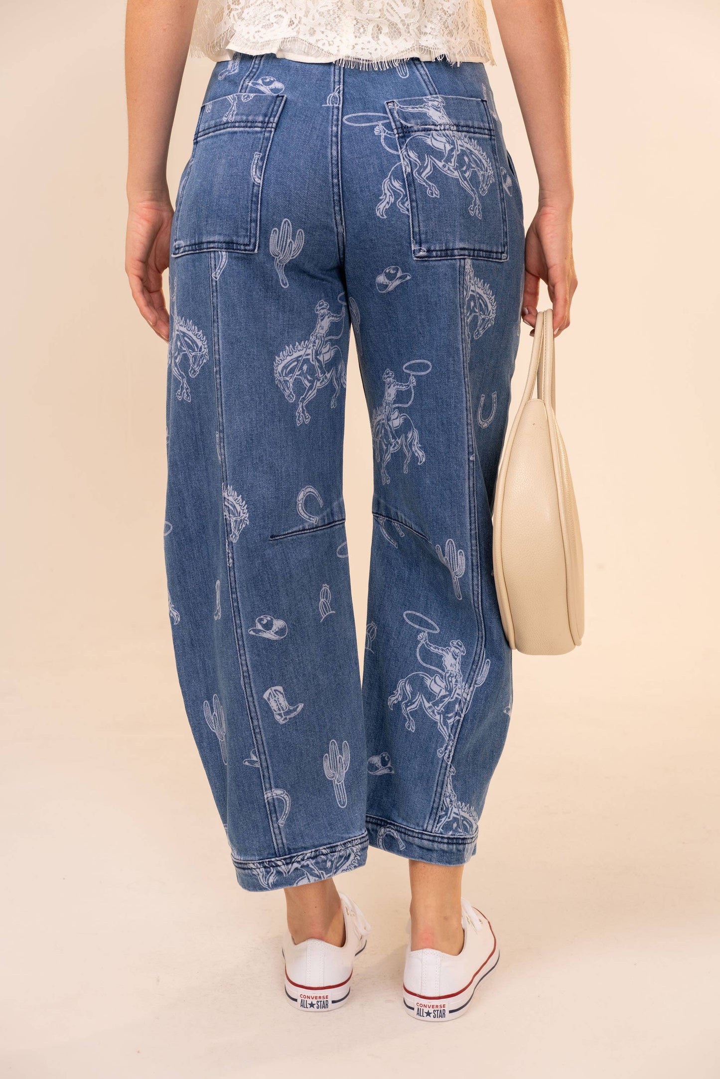 Printed Barrel Jeans