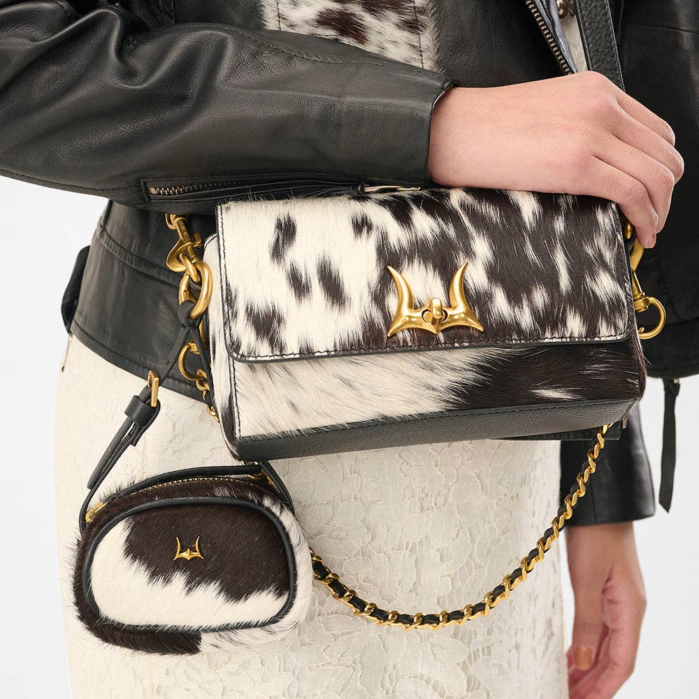 Loyal West Savi Mini Bag In Black & White Cowhide