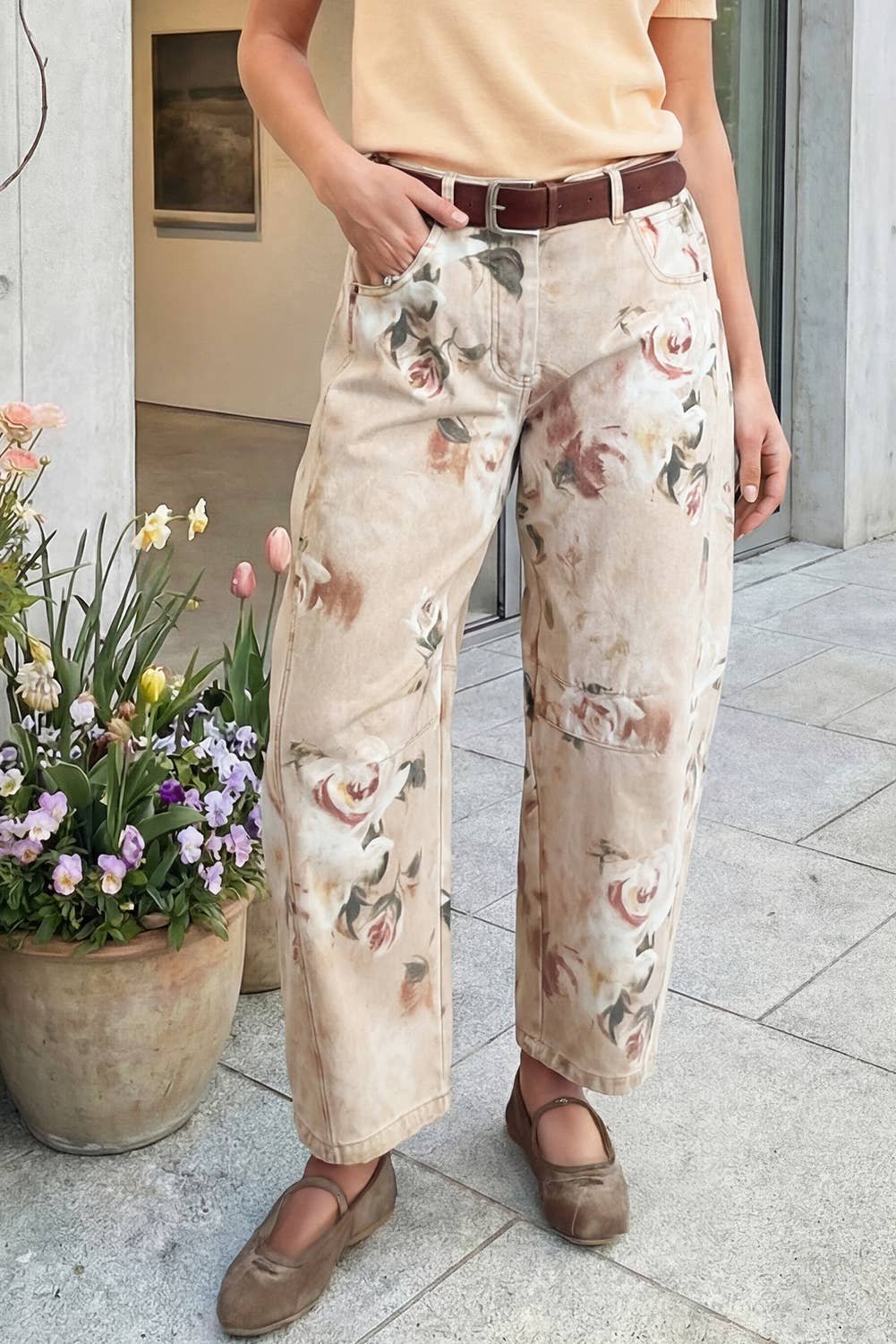 Vintage Floral Barrel Leg Jeans