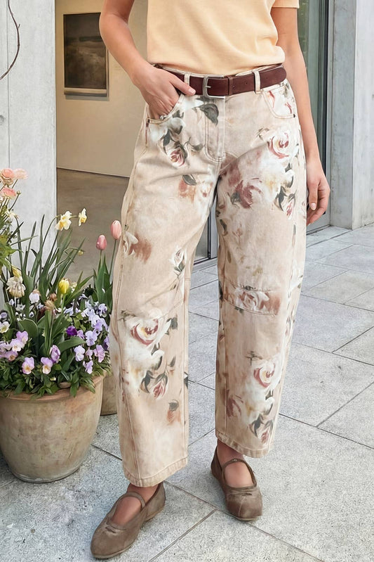 Vintage Floral Barrel Leg Jeans