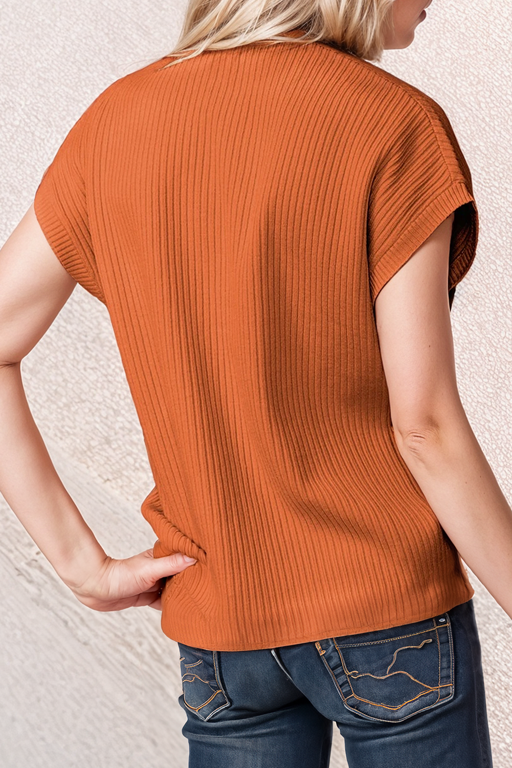 Pink Patch Pocket Knit Valentine's Day Mock Neck Sweater